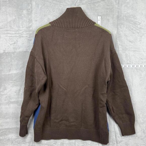 SooToMe Cardigan Sweater Brown Green Blue Striped Button Front Women Size S Y2K - Picture 5 of 10